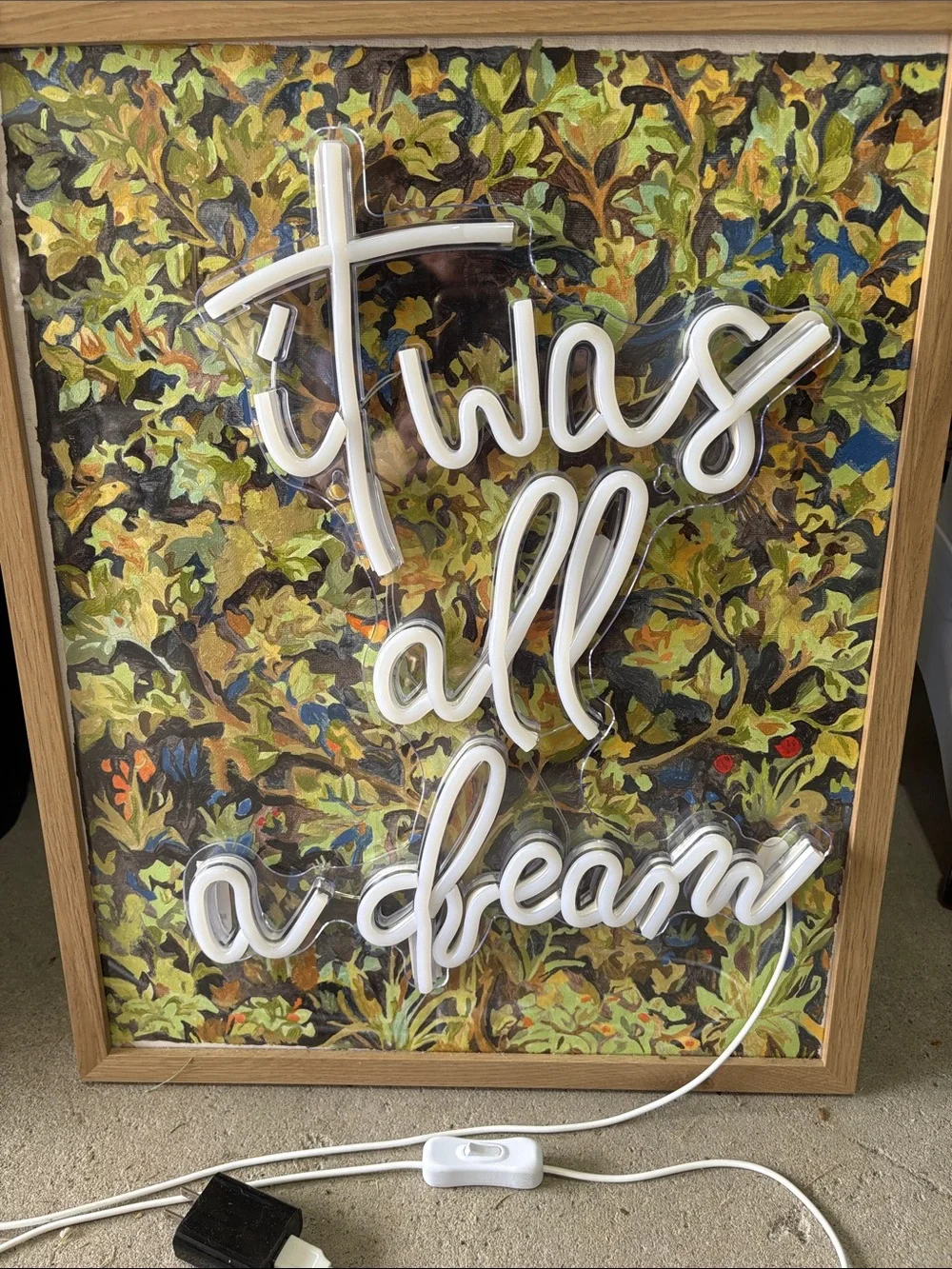Framed 'Twas All a Dream' White Script LED Wall Art